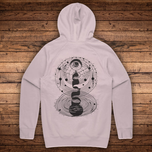 Cosmic Connection – Mystical Midweight Hoodie with Kangaroo Pocket and Raglan Sleeves